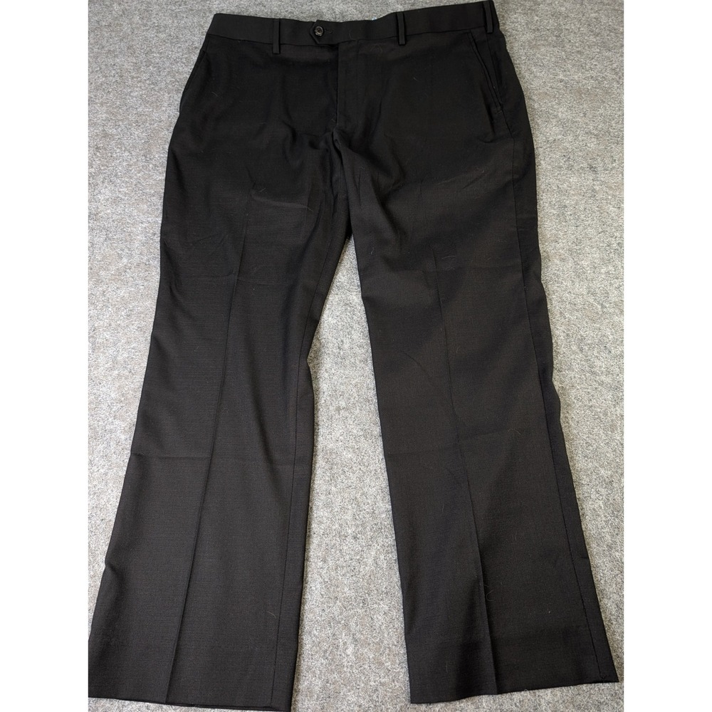 Roundtree & Yorke TravelSmart Mens Black Dress Pants 38x29 Flat Front Trousers